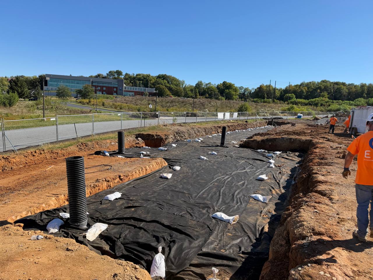 Basin excavation and liner prep